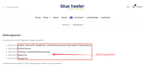 Blue-Heeler-Zahlungsarten