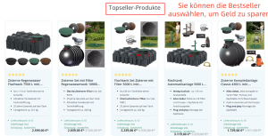 Regenwasser-Zisterne.de bietet die Bestseller